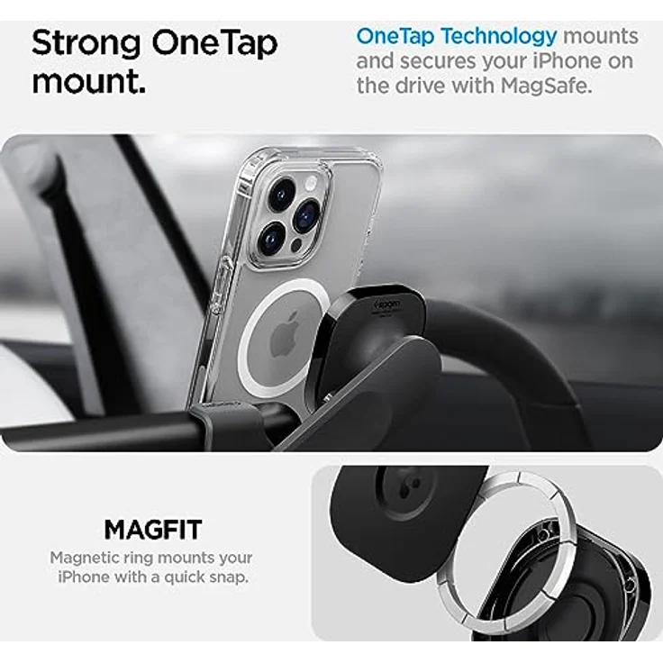 Spigen ITT90, Smartphone Halterung, OneTap Befestigung für MagSafe-iPhones, Schwarz – Bild 6