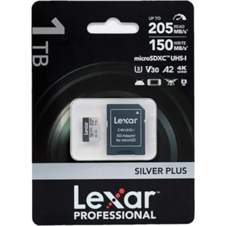 Lexar 1TB Silver Plus 205mb 4K V30 UHSI Micro SD Speicherkarte – Bild 2