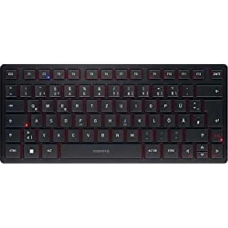 CHERRY KW 9200 Mini, kompakte Multi-Device-Tastatur für bis zu 4 Endgeräte, Deutsches Layout (QWERTZ), wahlweise Verbindung per Bluetooth®, Funk oder Kabel, wiederaufladbar, schwarz – Bild 1