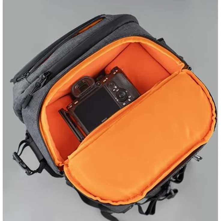 Dörr Foto-Rucksack Prag Pro, 20 l Fotorucksack mit wasserfestem Polyester, Schnellzugriff und individueller Innenaufteilung, Grau – Bild 5