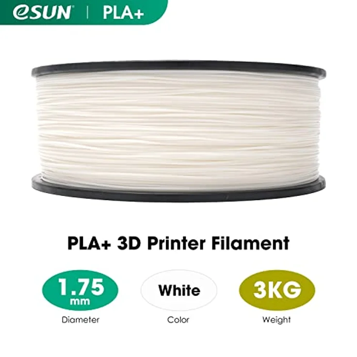 eSUN PLA+ Filament, 1,75 mm, 3kg Spule, Maßhaltigkeit +/- 0,03 mm, Weiß, umweltfreundlich und hohe Bedruckbarkeit für FDM 3D Drucker – Bild 2