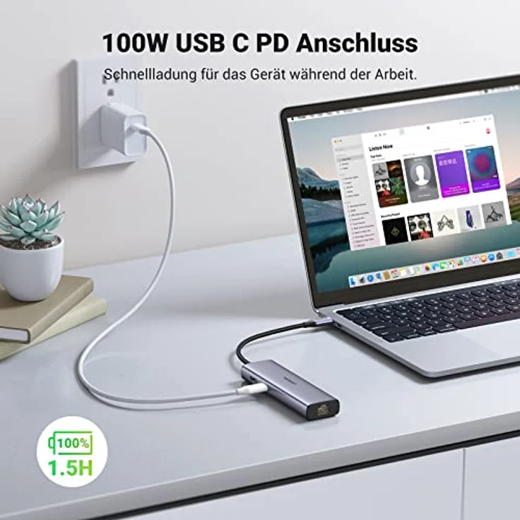 UGREEN USB C Hub 7 in 1 Docking Station mit 4K 30Hz HDMI, PD100W, 5Gbps USB 3.0 Anschlüssen, SD/TF Kartensteckplätzen und 1Gbps Ethernet für iPhone 15/15Pro, MacBook Pro, iPad Air, Surface, Rog Ally – Bild 3