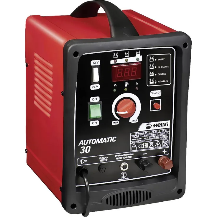 Helvi 77232 Kfz-Ladegerät, 12 V/24 V, 30A, digitale Steuerung mit CPS, geeignet für AGM-, GEL-, Kalzium- und Bleiakkus