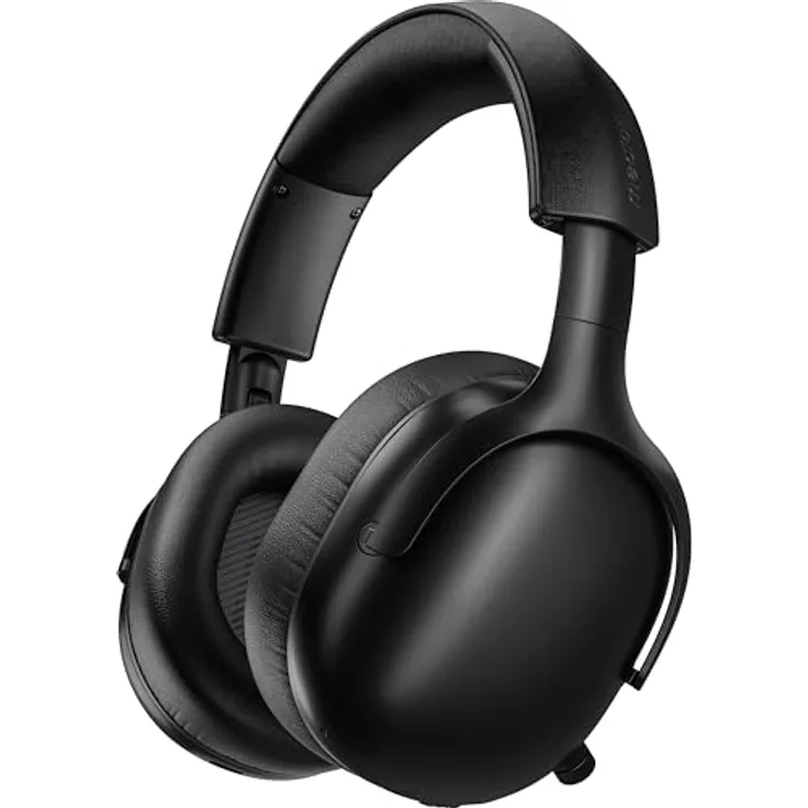 MEDION HX-1 Plus Over Ear Kopfhörer, kabellos mit Feed Forward Noise Cancelling, Bluetooth 6.0, 100 Stunden Akkulaufzeit, IPX4 Spritzwasserschutz, schwarz