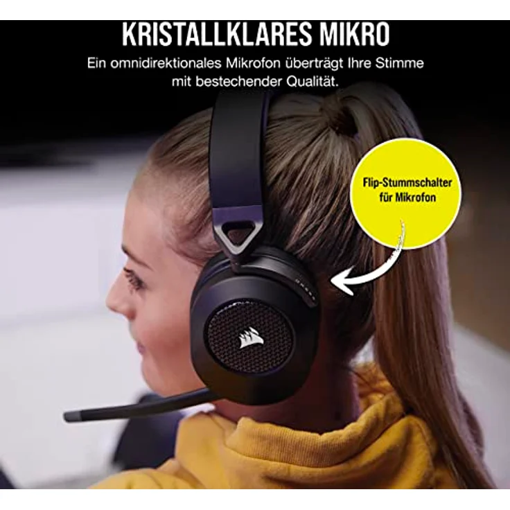 CORSAIR HS65 WIRELESS Multiplattform-Gaming-Headset Mit Bluetooth - Dolby 7.1 Surround Sound - Omnidirektionales Mikrofon - iCUE-Kompatibel - PC, Mac, PS5, PS4, Nintendo Switch, Handy - Carbon – Bild 5