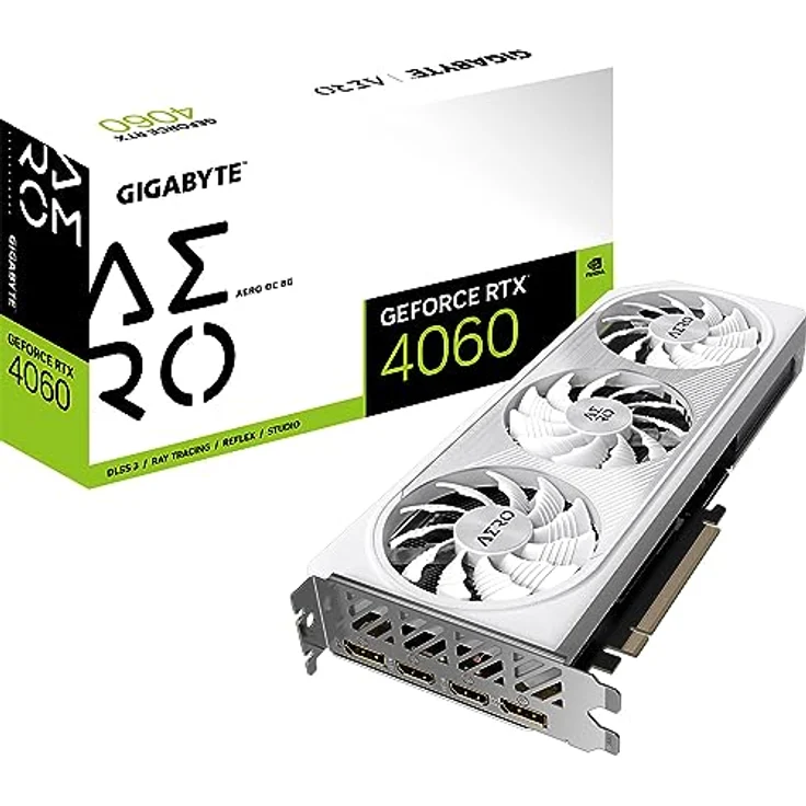 Gigabyte NVIDIA GeForce RTX 4060 AERO OC Graphics Card - 8GB GDDR6, 128-bit, PCI-E 4.0, 2550MHz Core Clock, 2x DP 1.4, 2x HDMI 2.1a, NVIDIA DLSS 3 - GV-N4060AERO OC-8GD – Bild 1