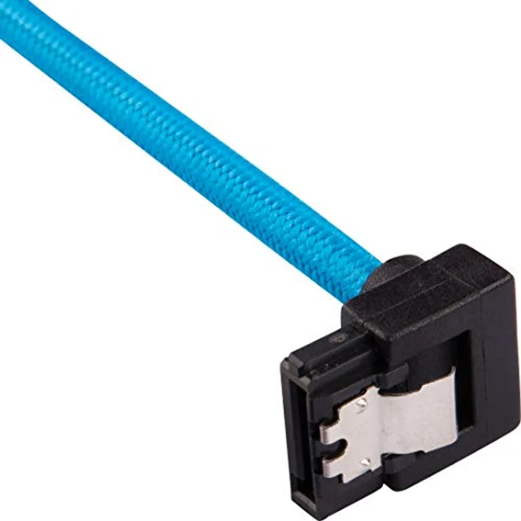 Corsair Premium Sleeved SATA 3 Kabel gewinkelt - gerade (6Gbps, 60 cm 90°) Blau – Bild 2