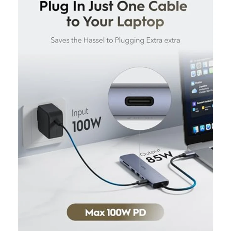 Cudy UH407 USB C HUB 7-in-1 Multiport Adapter mit 4K HDMI, 2 USB-A 3.2, 1 USB-C 3.2, SD/TF Slot, 100W PD, kompatibel mit MacBook und Surface – Bild 5