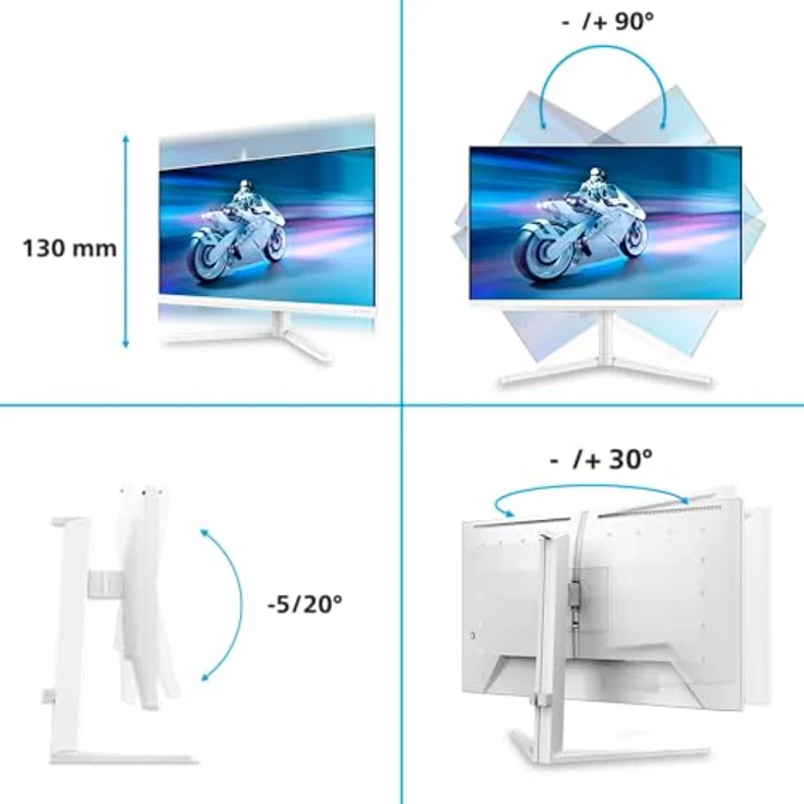 Philips 27M2N6501L, 27 Zoll QHD OLED Gaming Monitor mit Ambiglow, 240Hz, 0.03ms, G-Sync kompatibel, HDR10, Weiss – Bild 5