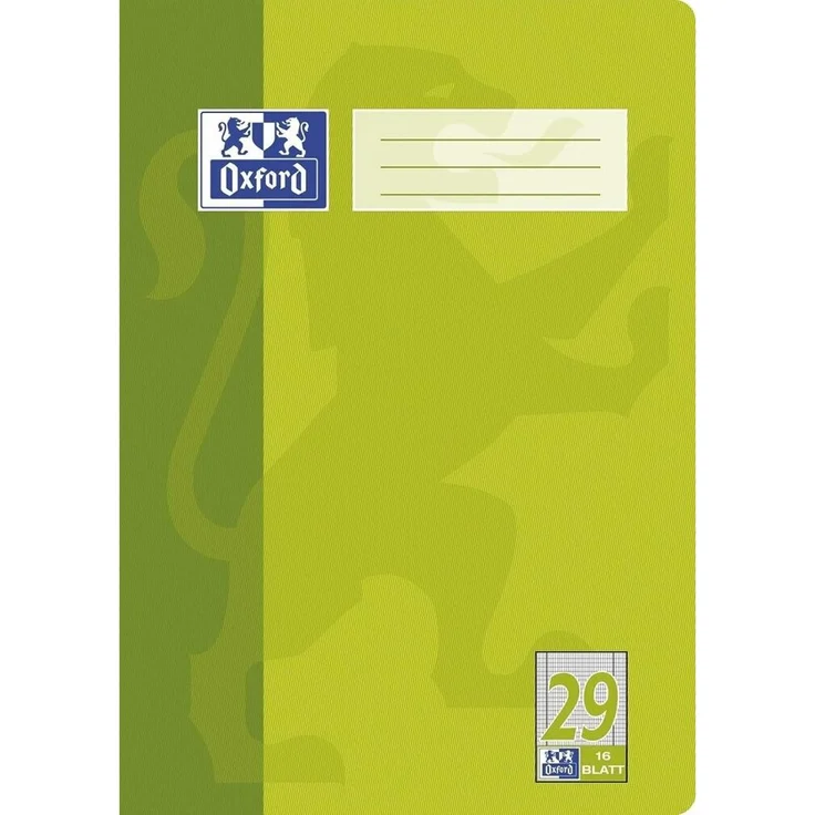 OXFORD Notizbuch Schulheft Lineatur 29, rautiert DIN A4, anisgrün, 16 Blatt, 90 g/m² Papier, abgerundete Ecken – Bild 1
