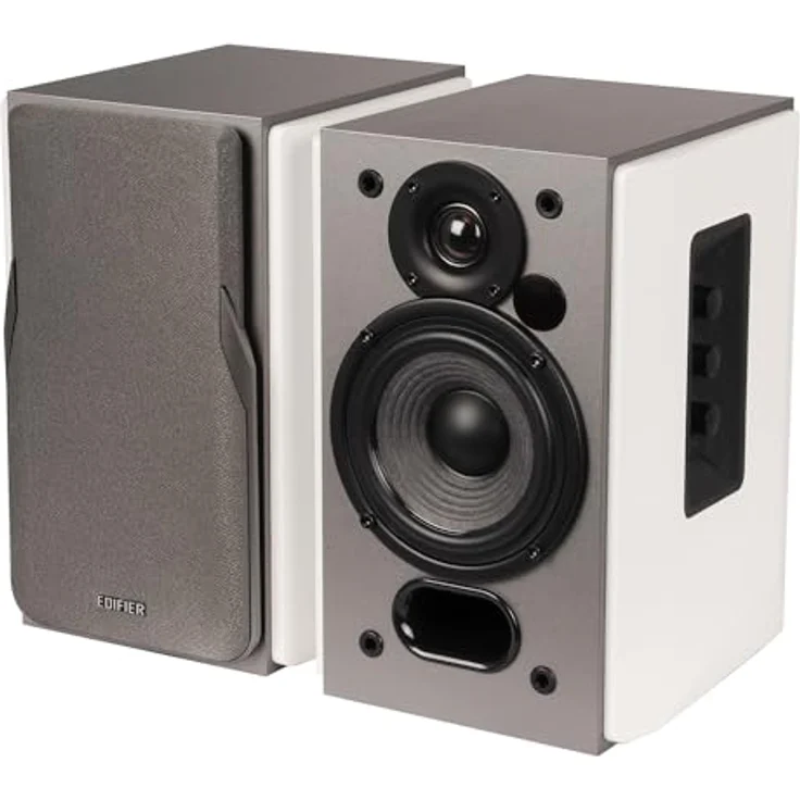 Edifier Studio R1380T, 2.0 Regallautsprecher-System mit 42 Watt, Echtholzgehäuse, zwei LINE IN Anschlüssen, Infrarot-Fernbedienung, seitliche Bedienelemente für Bässe und Höhen – Bild 2