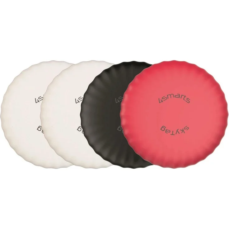 4smarts SkyTag Slim Tracker 4er Set, 2x Weiß, 1x Schwarz, 1x Rot, kompatibel mit iOS, Bluetooth 5.2, globale Echtzeit-Ortung, akustisches Signal, Anti-Stalking-Funktion