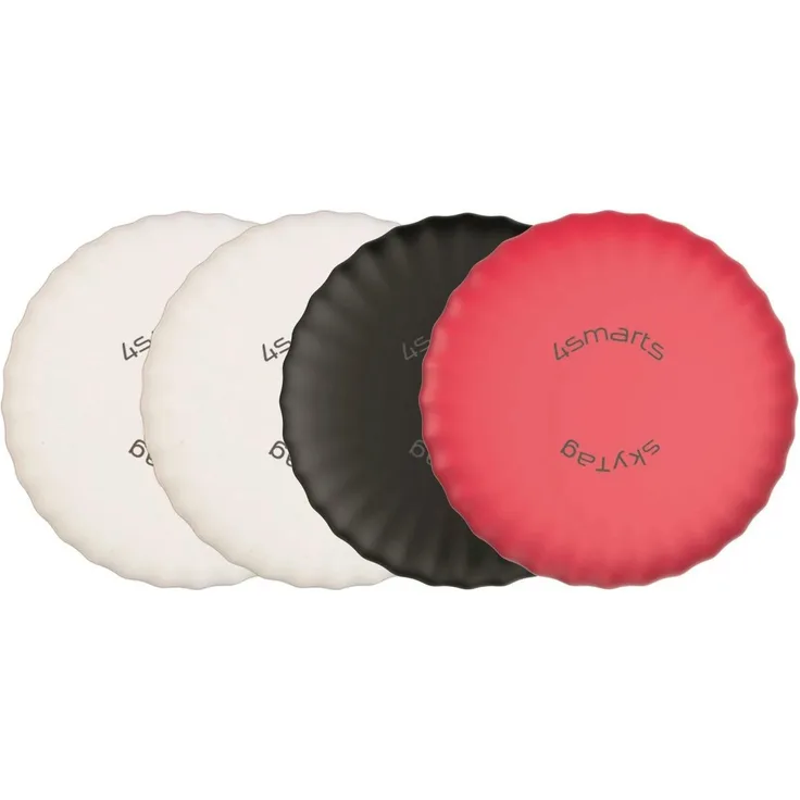 4smarts SkyTag Slim Tracker 4er Set, 2x Weiß, 1x Schwarz, 1x Rot, kompatibel mit iOS, Bluetooth 5.2, globale Echtzeit-Ortung, akustisches Signal, Anti-Stalking-Funktion