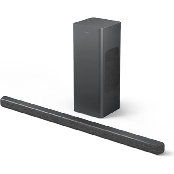 Philips TAB6309 Soundbar 2.1 mit drahtlosem Subwoofer - 2,1 Kanal 320W, DTS Virtual X, Bluetooth 5.4, HDMI ARC, optische Verbindung und USB-Konnektivität - Dunkelgrau – Bild 1