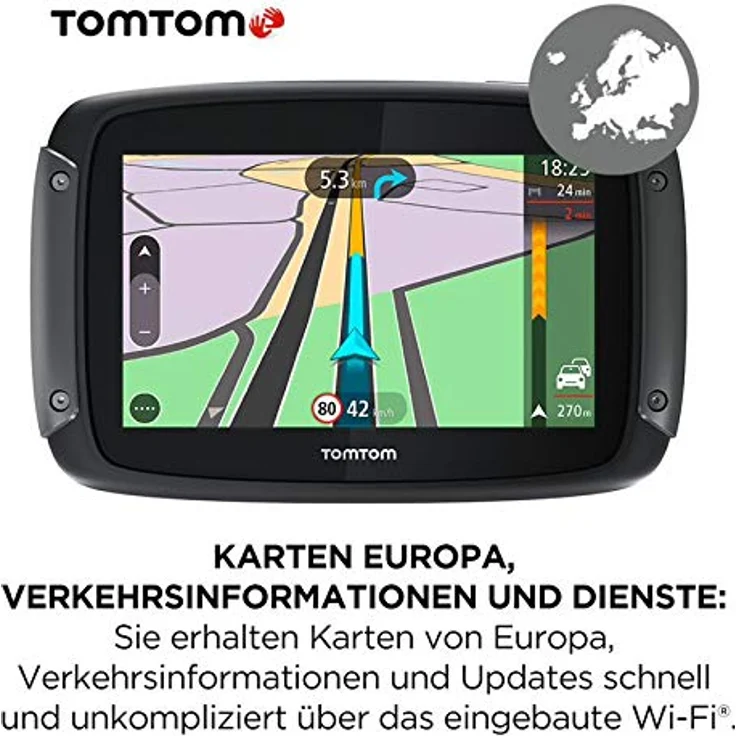 TomTom Rider 500 EU, GPS-Navigationsgerät mit 4,3 Zoll Touchscreen, vorinstallierten Europakarten und Wi-Fi-Updates, schwarz – Bild 3