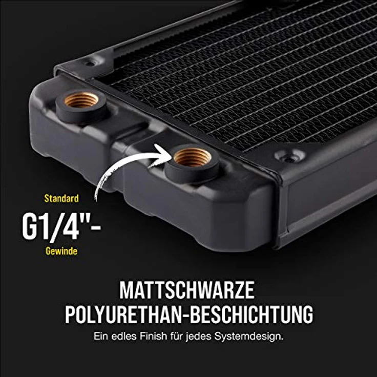 Corsair Hydro X Series XR7 Radiator (240 mm, Zwei 120-mm-Lüfterbefestigungen, Einfache Installation, Kupferkonstruktion, Hochwertige Polyurethan-Beschichtung, Integrierte Schraubenführungen) schwarz - Preisvergleich – Bild 5