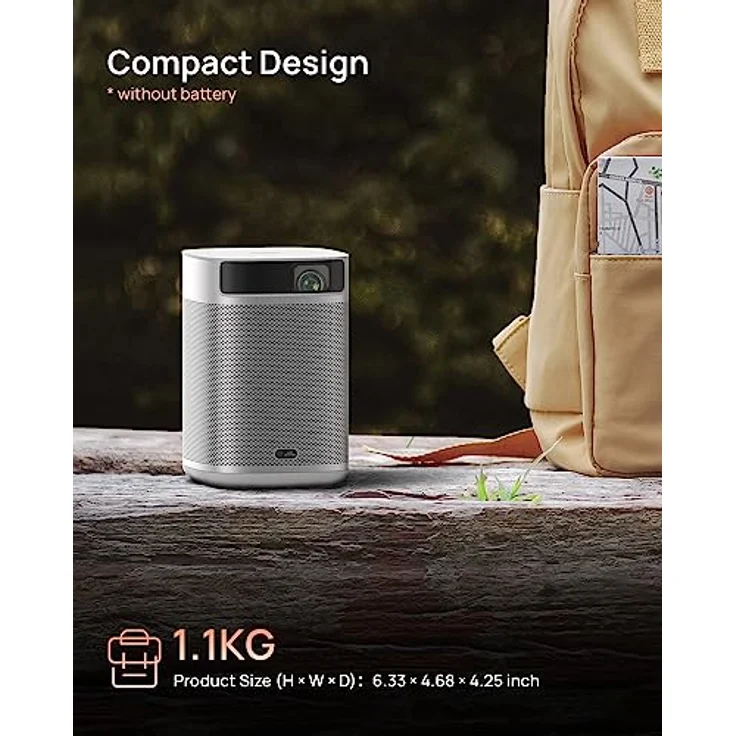 XGIMI MoGo 2 Mini Beamer, 400 ISO Lumen, 2X8W-Lautsprecher, Portable Beamer WiFi Bluetooth Heimkino Vidoe Projektor mit Autofokus, Objektvermeidung, Bildschirmanpassung. Grey – Bild 4