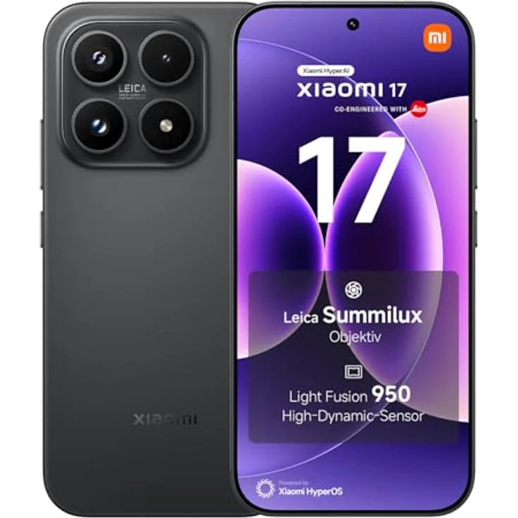 Xiaomi 17 Smartphone 12GB RAM 512GB Speicher, 6,3" 120Hz Display, Snapdragon 8 Elite Gen 5, 5G, 6.330 mAh, Schwarz – Bild 1