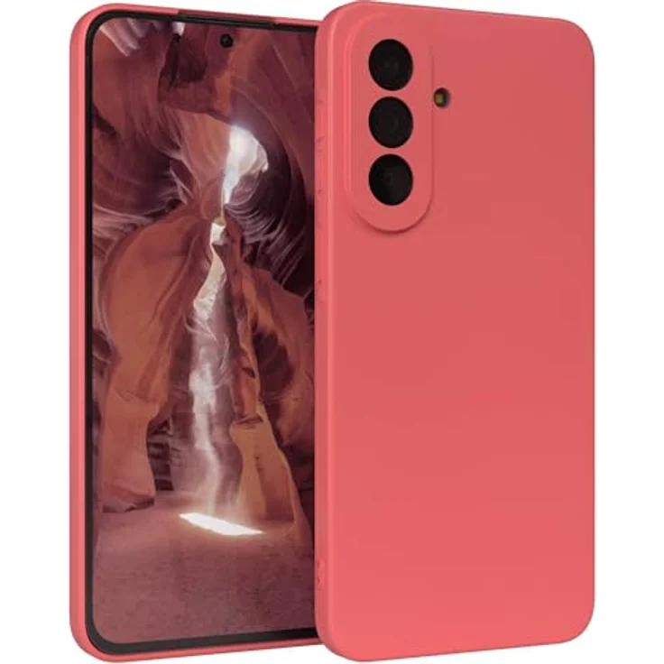 EAZY CASE Silikonhülle für Galaxy A57, dünn und stoßfest mit Kameraschutz, pastell hellrot matt, TPU Handyhülle mit herausragendem Grip und kabellosem Laden – Bild 1