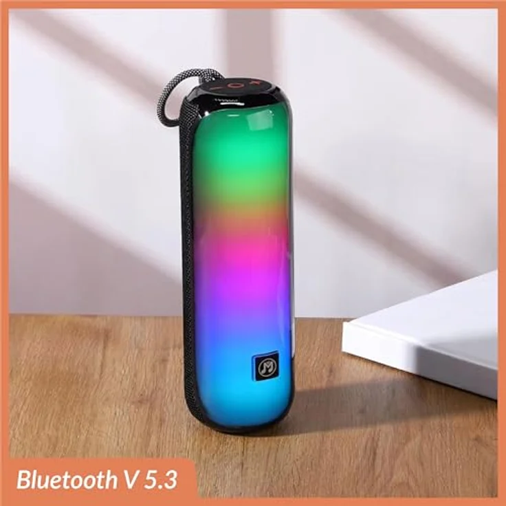 MusicMan BT-X66, Tragbarer Bluetooth-Lautsprecher mit RGB-Disco-Lichtern, FM-Radio, USB- und MicroSD-Wiedergabe, 1800mAh Akku, integriertem Mikrofon & AUX-Eingang – Bild 2