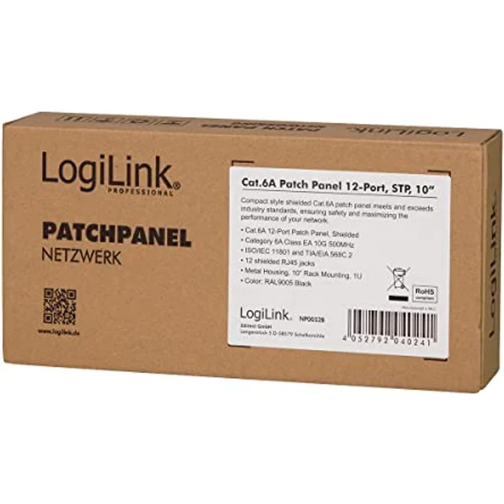 LogiLink NP0052B 12 Ports Patchpanel 10'' Patchfeld Verteilerfeld CAT6A STP – Bild 3