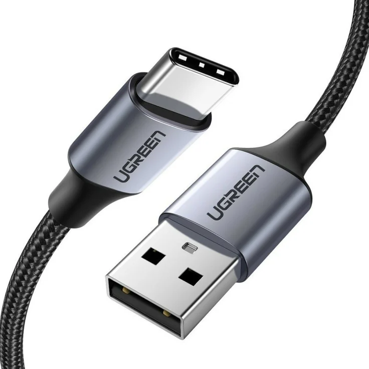 Ugreen USB-Kabel - USB Type C Quick Charge 3.0, 3A, grau, 0,5m, strapazierfähig mit Nylonummantelung