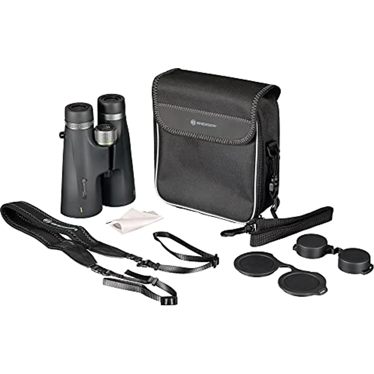 Bresser Primax 8x56 extrem Lichtstarkes und mehrschichtvergütetes Fernglas mit Tragetasche, Gurt und Stativanschlussgewinde 9676203 Schwarz – Bild 4