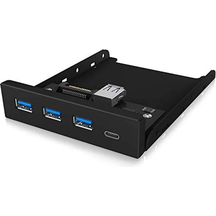 ICY BOX USB 3.0 Frontpanel, 1x USB-C, 3x USB-A, 3,5 Zoll intern, Metall, schwarz – Bild 3