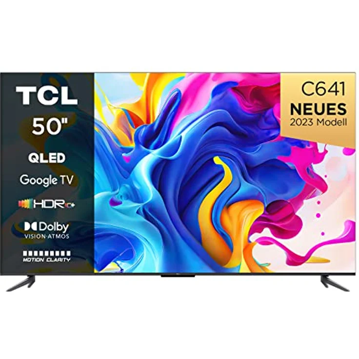 TCL C641 QLED 4K UHD Fernseher 50 Zoll (125cm), 120 Hz Gaming, HDR10+, Dolby Vision, Dolby Atmos, Smart TV, Triple-Tuner DVB-T2/S2/C, Google TV, Schwarz, 2023 – Bild 1