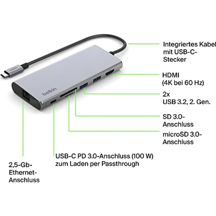 Belkin Connect USB-C 6-in-1 Multiport-Hub (INC009BTSGY) – Bild 3