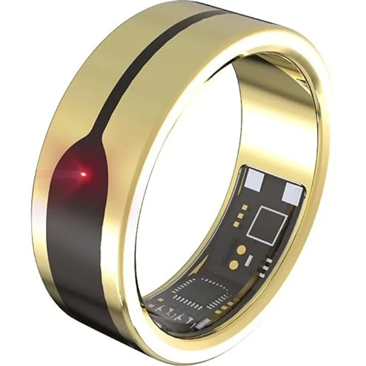 Newgen Medicals Ring Schlaftracker, Fitnesstracker-Ring mit Herzfrequenz- & SpO2-Anzeige, 2 mm, gold, Gr. 65, wasserdicht bis 5 ATM, SOS-Funktion, Bluetooth 5 – Bild 9