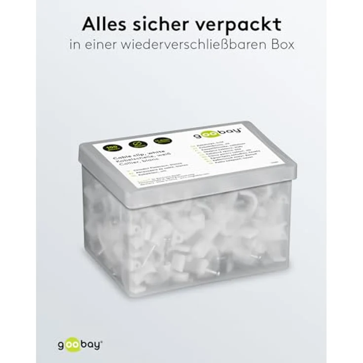 Goobay 17083 Kabelschelle für Kabel mit Kabeldurchmesser bis max. 12,0 mm weiß (100 Stück) – Bild 5