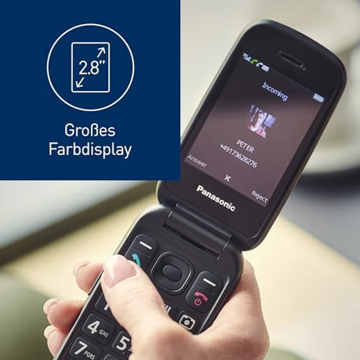 Panasonic KX-TU550EXB 4G Essentials Clamshell Handy für Senioren, 1,2 MP Kamera, Seniorentelefon mit großem 2,8 Zoll Display, 300 Stunden Standby-Zeit, Schwarz – Bild 4