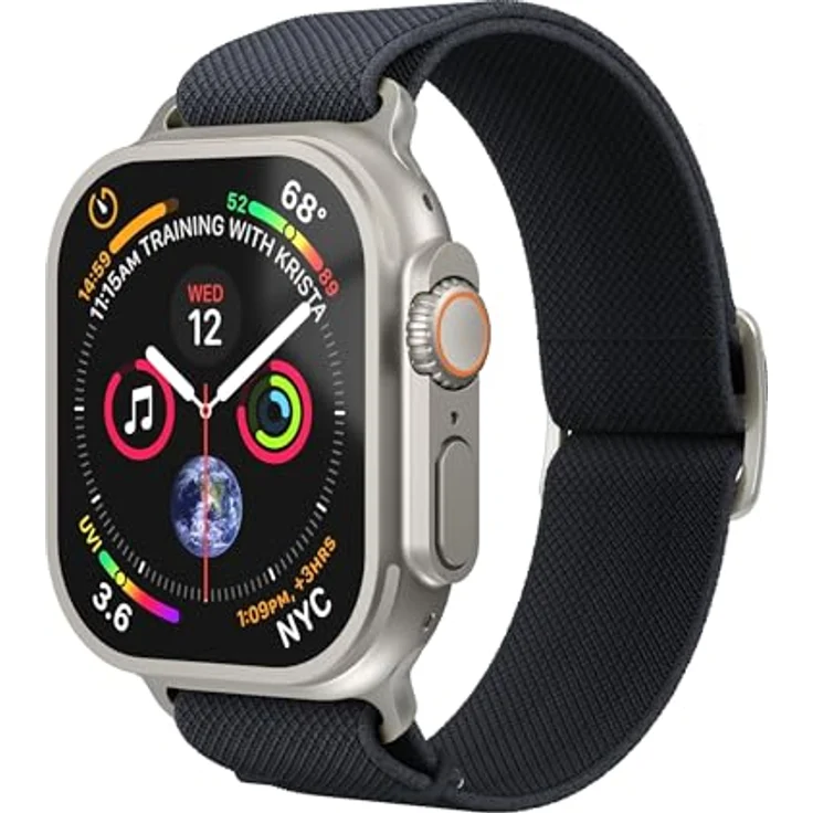 Vonmählen Classic Nylon-Armband für Apple Watch 42 44 45 49 mm, flexibles, atmungsaktives Uhrenarmband, Blau – Bild 1