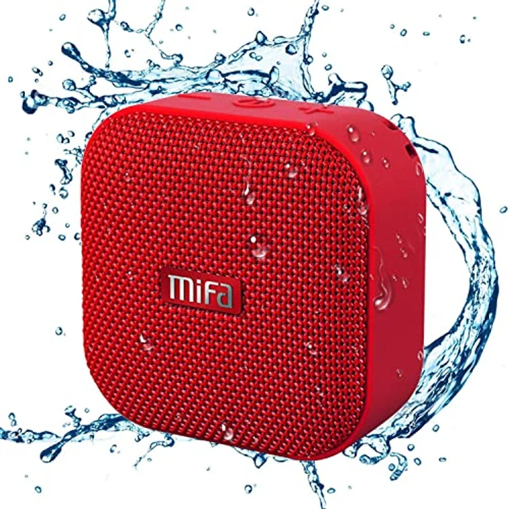 MIFA A1 Mini Lautsprecher Bluetooth, True Wireless Stereo, 15 Stunden Spielzeit, IP56 Wasserfester und Staubdichter Wireless Speaker mit 3,5mm Audio-Eingang (Rot) – Bild 1