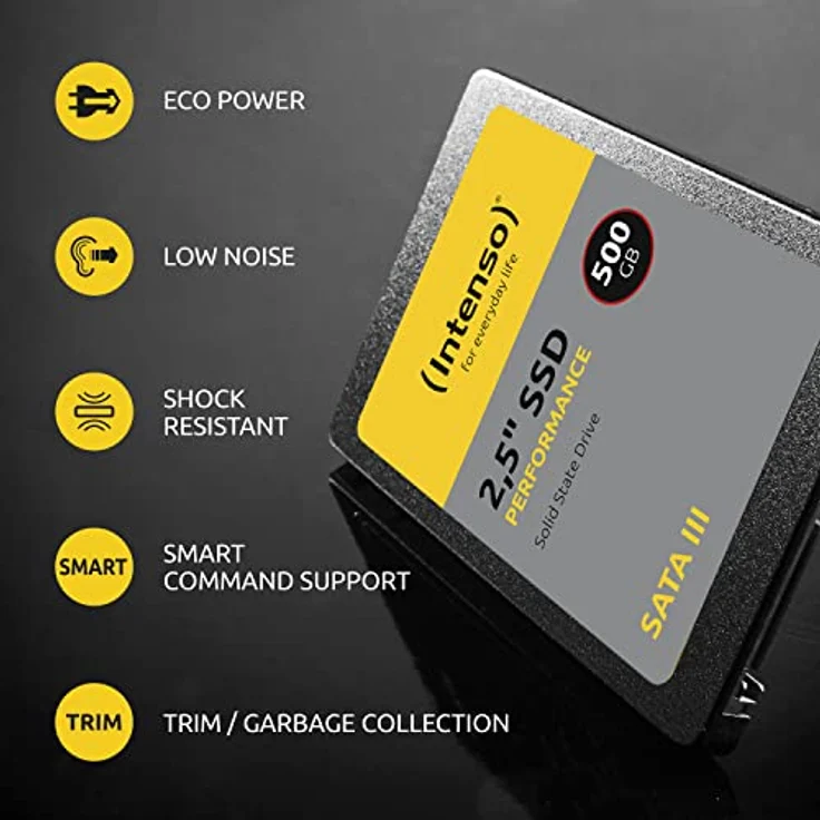 Intenso Interne 2,5" SSD SATA III Performance, 128 GB, 550 MB/Sekunden, Schwarz – Bild 5