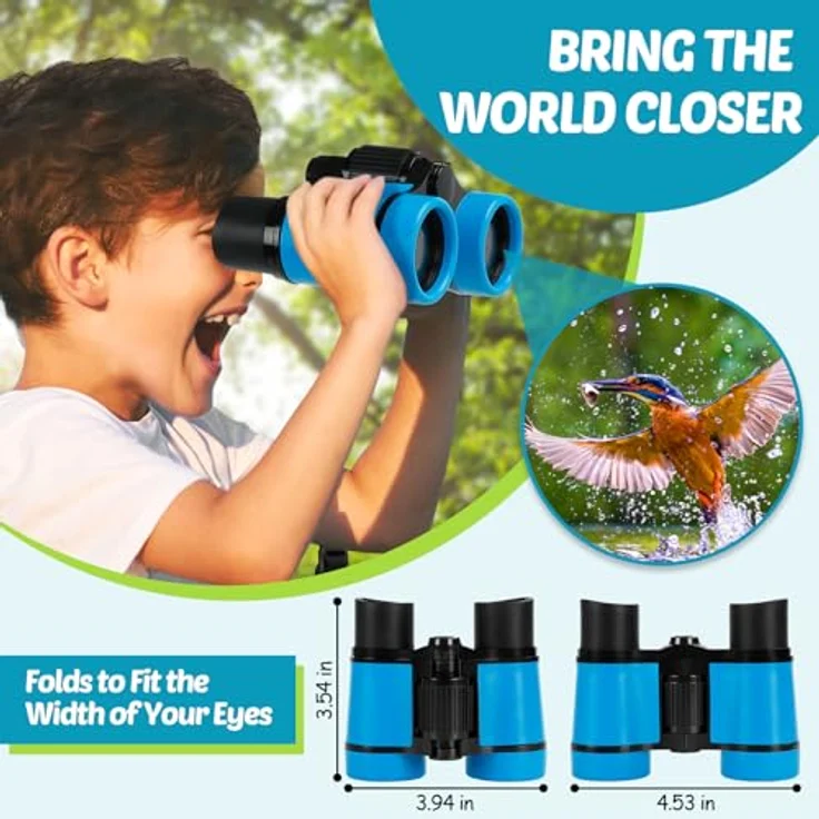 Zinbo Kinderfernglas Set, Ferngläser mit Lupe & Kompass für Jungen und Mädchen, Outdoor Spielzeug für 3-8 Jahre, blau – Bild 2