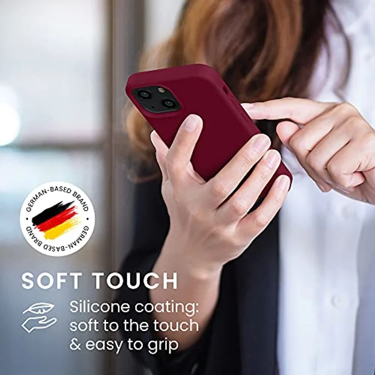 kwmobile Handyhülle für iPhone 13 mini, Silikon Case in Rhabarber Rot - Flexibel, rutschfest, kabelloses Laden – Bild 4