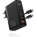 Baseus USB C Ladegerät 140W, 3 Ports PD3.1 PPS Netzteil Schnellladegerät mit GaN, Ladeadapter für MacBook Pro/Air, iPhone 15/14/13/12, iPad Pro, Galaxy S23, Laptop, SteamDeck, usw. 2*USB-C + 1*USB-A