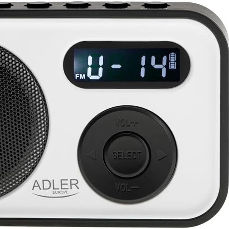 Adler AD 1906 PLL AM/FM Digitalradio, modernes Kofferradio mit USB-C, 20 Speicherplätzen, Alarmfunktion, weiß schwarz – Bild 4