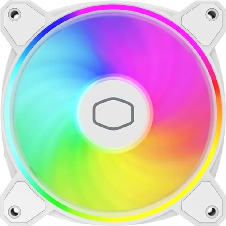 Cooler Master MasterFan MF120 Halo2 ARGB Weiß – Gehäuse und Kühlventilator, Dual-Ring-adressierbare RGB-Beleuchtung, Gewehrlager, vergrößerte Air-Balance-Klingen, Stau-Sensor-Schutz und verbesserter