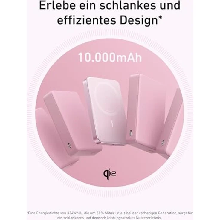 Anker MagGo Powerbank, Ultra-schlankes 10.000mAh magnetisches Akkupack, Qi2-zertifiziert, portabel, 15W Ultra-schnelles MagSafe-kompatibles Ladegerät, ergonomisches Design - Nur für iPhone 15/14/13/12 – Bild 2