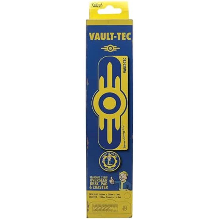 FaNaTtik Fallout Vault-Tec XL Gaming Schreibtischunterlage & Untersetzer Set, 800 x 300 mm, rutschfeste Gummiunterseite, verstärkte Kanten – Bild 2