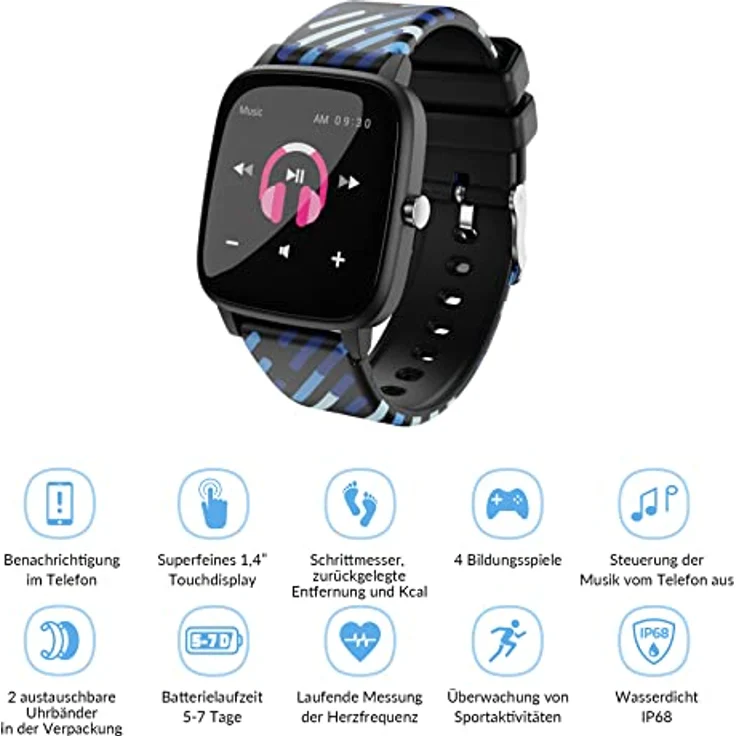 Lamax BCool (36.50 mm, Kunststoff) Sportuhr + Smartwatch, Schwarz – Bild 2