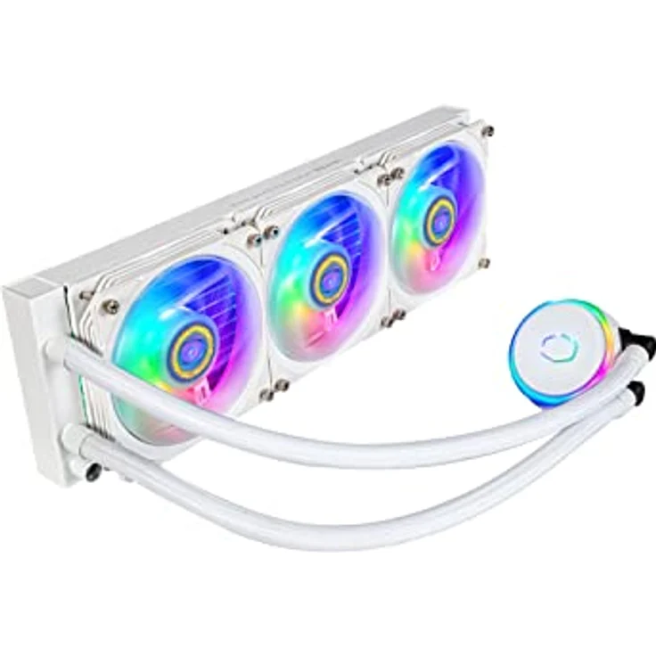 Cooler Master MasterLiquid PL360 Flux CPU-Kühler - AIO Wasserkühlung mit 3 x 120mm Lüfter, 360mm Kühler inkl. ARGB-Controller (2te Generation) - AMD- und Intel-kompatibel, weiß – Bild 1
