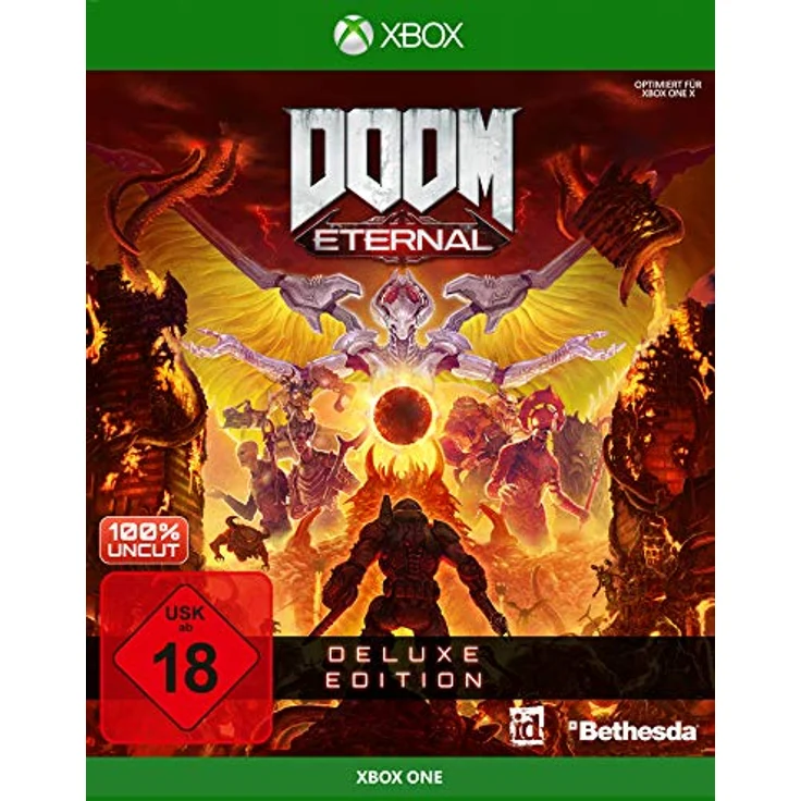 Bethesda DOOM Eternal - Deluxe Edition [Xbox One] | Year One Pass für zwei Kampagnen-Add-ons, Doom Slayer Skin, klassische Waffengeräusche, kostenloses Upgrade auf Xbox Series – Bild 1