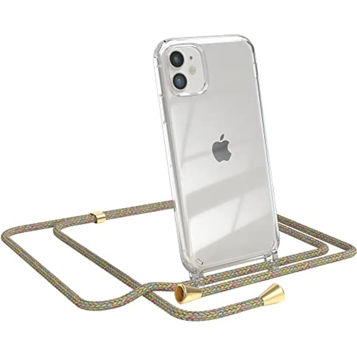 EAZY CASE Handykette kompatibel mit iPhone 11, Silikonhülle mit Umhängeband, Rainbow – Bild 1