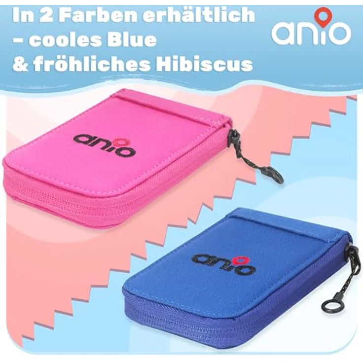 Anio Smartwatch Mäppchen, Schutztasche für Kinder-Smartwatches mit Reißverschluss, blau, Innenfach für Notfallzettel – Bild 4
