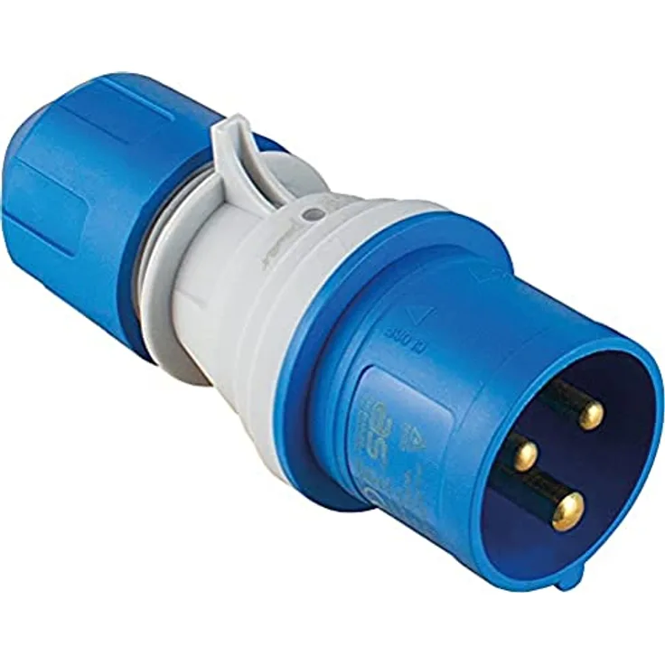 as - Schwabe - CEE Stecker mit POWERLIGHT Spannungsanzeige 230 V, 16 A, 3-polig, Outdoorstecker, IP44: fremdkörper- und spritzwassergeschützt, zur Verwendung im Außenbereich geeignet, blau | 61486