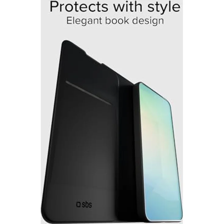 sbs mobile Flip Case Samsung Galaxy S25, Schwarz, Folio-Design mit Kartentasche und Desktop-Ständer – Bild 2